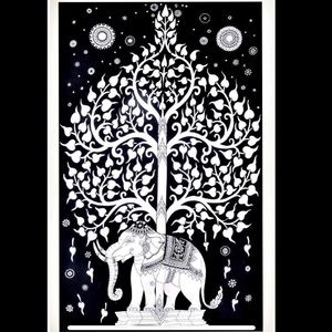 Hippie Elephant Tree Tapestry